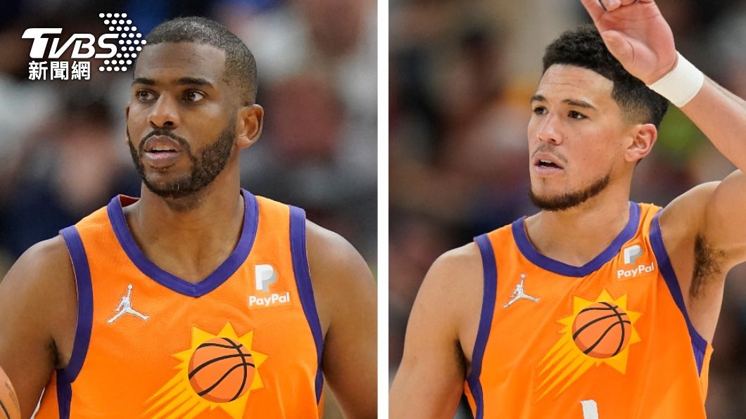 太陽隊Chirs Paul（左）、Devin Booker（右）。（合成圖／達志影像美聯社）