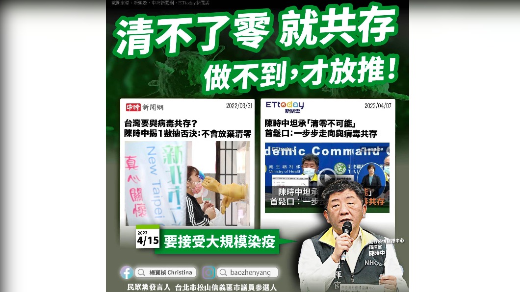 清零變共存? 楊寶楨批:「做不到,才放推」