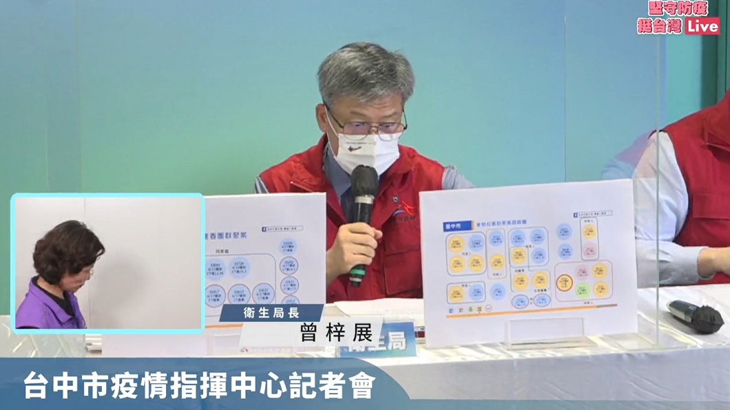 衛生局長曾梓展說明目前確診者狀況。（圖／翻攝自盧秀燕臉書）