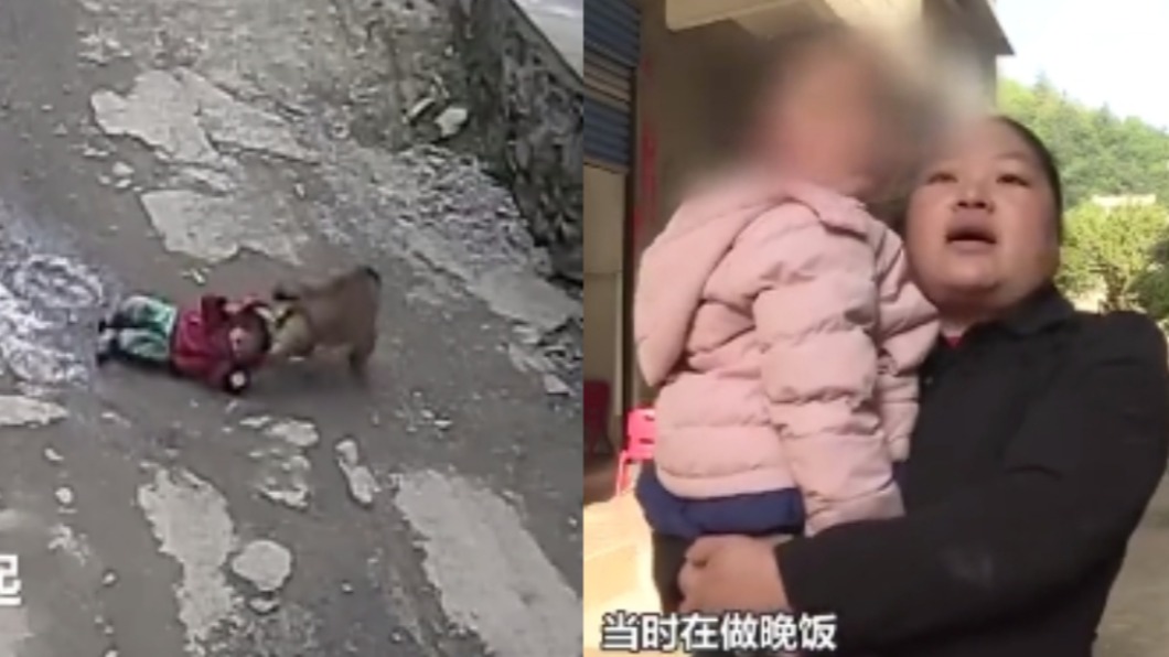 女童雖被救回但小臉上有抓傷痕跡。（圖／翻攝自微博）