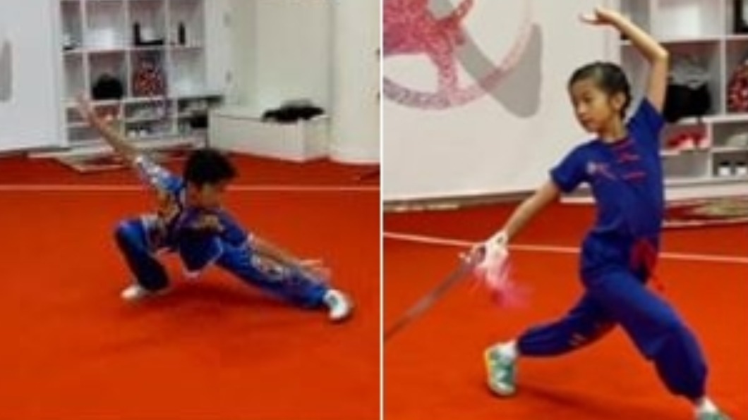 廖家儀將孩子送到武道館習武。(圖/翻攝自廖家儀的粉絲團)