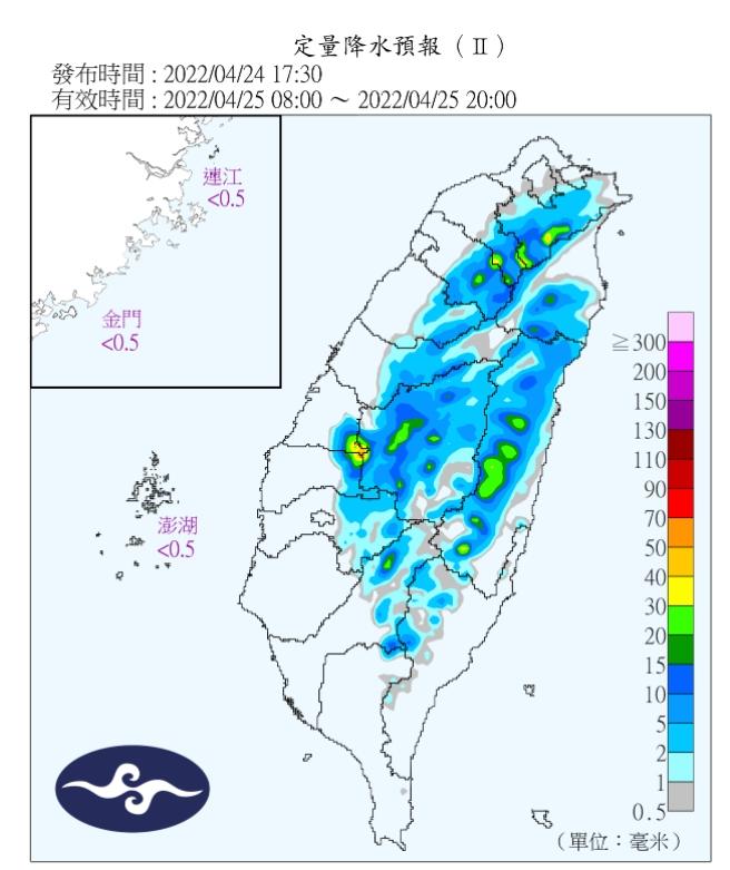 明天東部沿海、大台北及各地近山區有短暫雨。(圖/中央氣象局)
