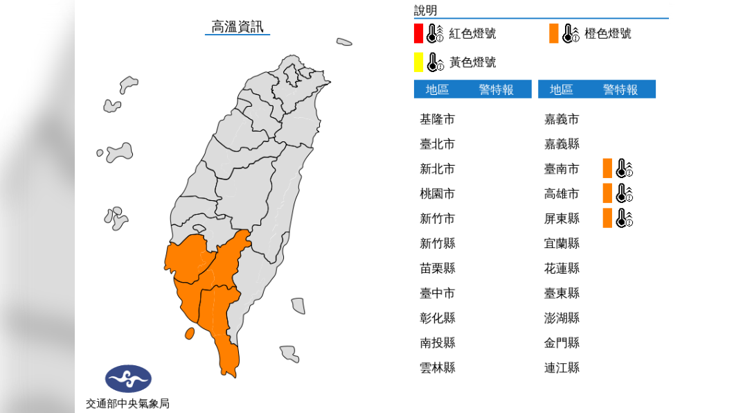 高溫資訊。(圖/中央氣象局)