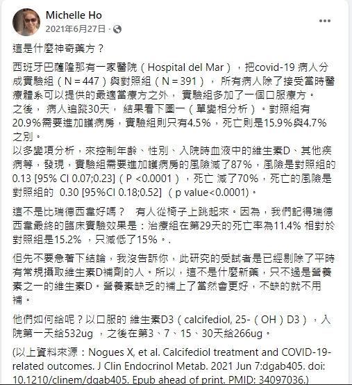 何美鄉分析維生素D。(圖/翻攝何美鄉臉書)