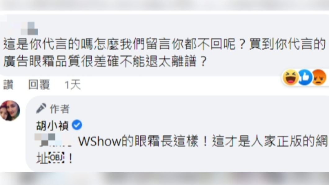 網友在盜版網頁買到假貨，留言罵小禎。（圖／翻攝自小禎臉書）