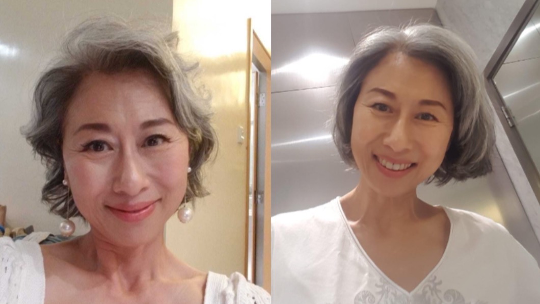 葉蒨文頂著滿頭白髮,和臉上清晰可見的歲月痕跡。(圖/翻攝自微博)