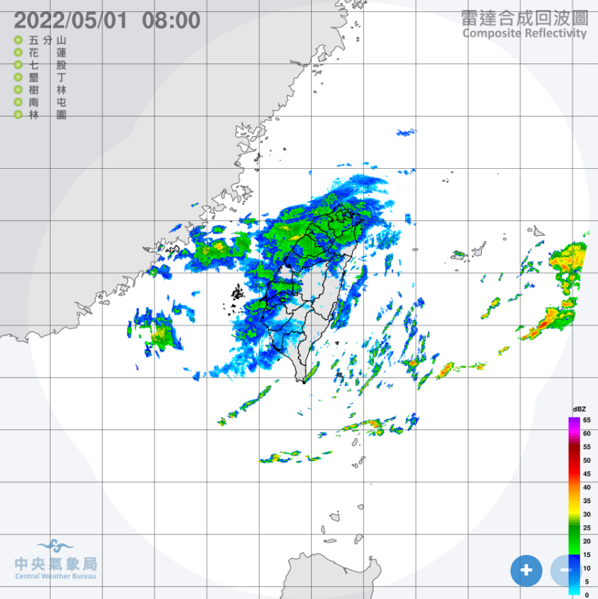 雷達合成回波圖。(圖/中央氣象局)