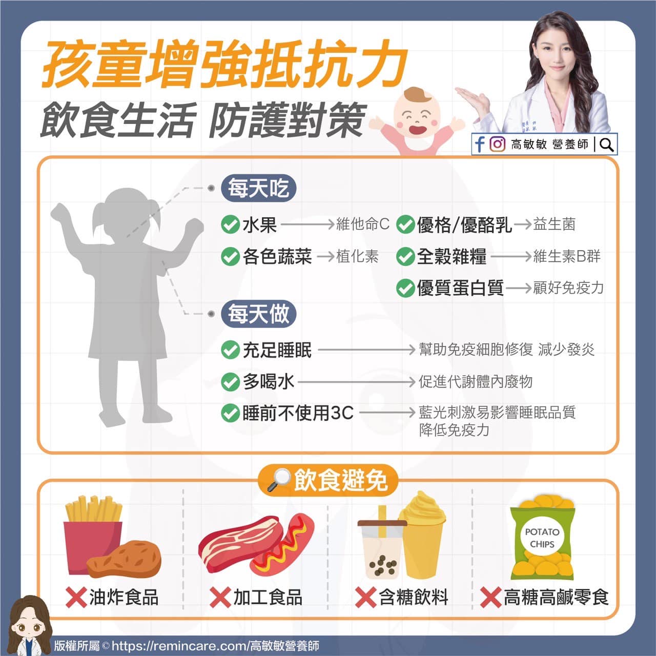 每天吃、每天做、4避免準則。（圖／翻攝自高敏敏營養師臉書）