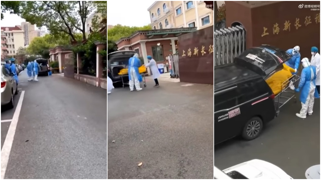 上海一間福利院發生將活著的老人裝進屍袋準備送去殯儀館火化的離譜事件。（圖／翻攝自推特 方舟子 @fangshimin）