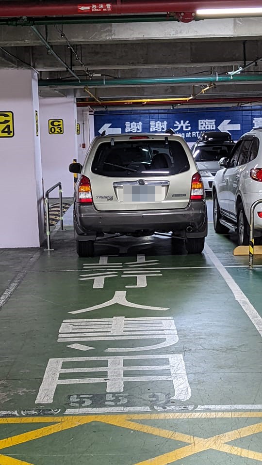 明明地板寫著行人專用4個大字卻還是有離譜駕駛停放於此。(圖/翻攝自爆怨公社)
