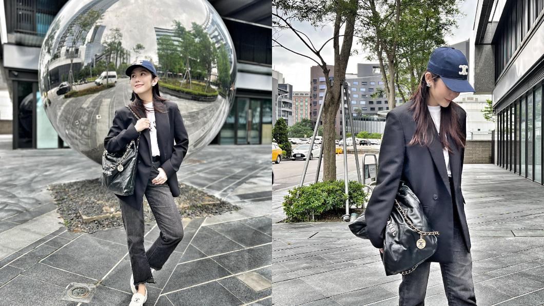 王宇婕開心曬出穿搭,全身行頭至少30萬起跳。(圖/翻攝自王宇婕臉書)