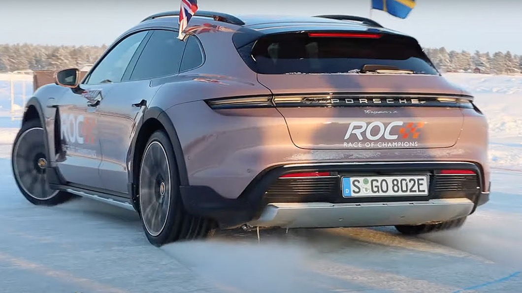 Porsche用Taycan Cross Turismo創下原地甩尾圈數最多的世界紀錄。（圖／翻攝自Race Of Champions）