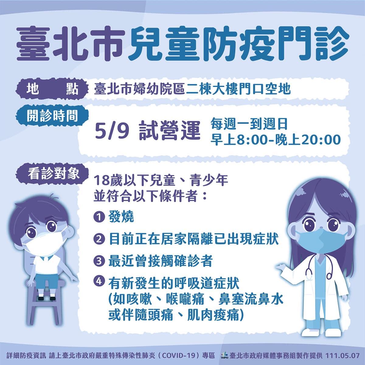 北市將開設兒童防疫門診。(圖/北市府提供)