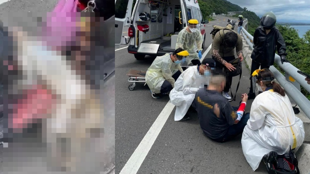 獼猴當場死亡、騎士送往醫院救治。(圖/Facebook 重機車友 ❘ 各區路況、天氣回報中心)