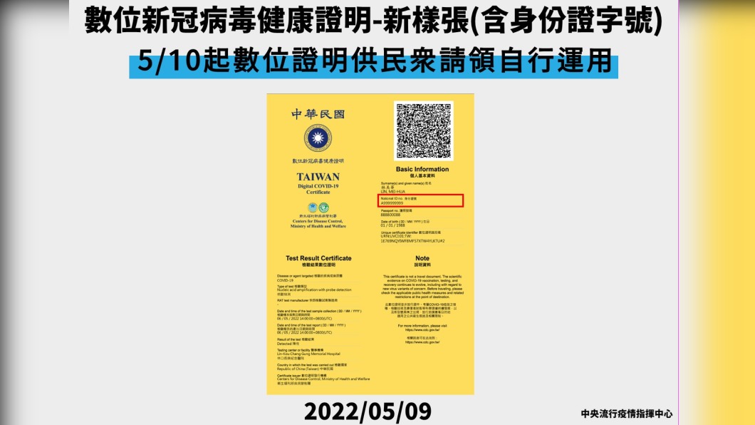 數位證明供民眾請領自行運用。（圖／中央流行疫情指揮中心）