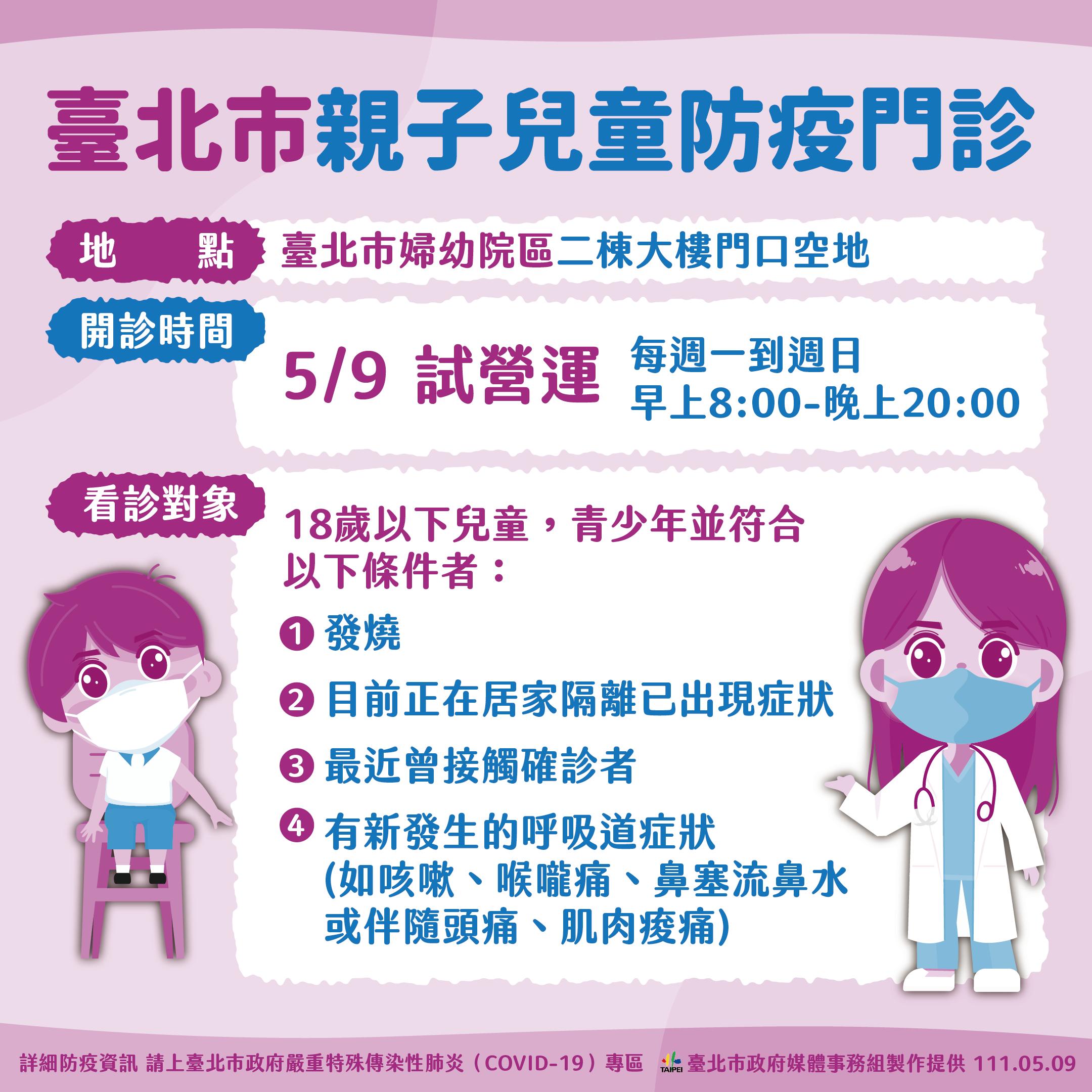 台北市親子兒童防疫門診。（圖／北市府提供）