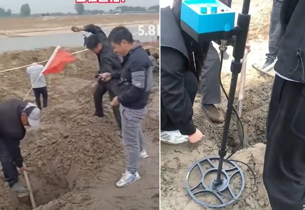 現場人山人海,專門挖寶儀器都帶來了。(圖/翻攝自《大象新聞》)