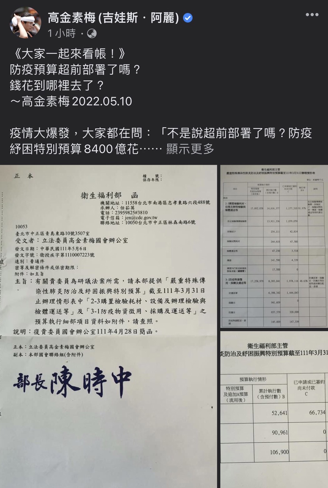 (圖/翻攝自高金素梅(吉娃斯.阿麗) 臉書)