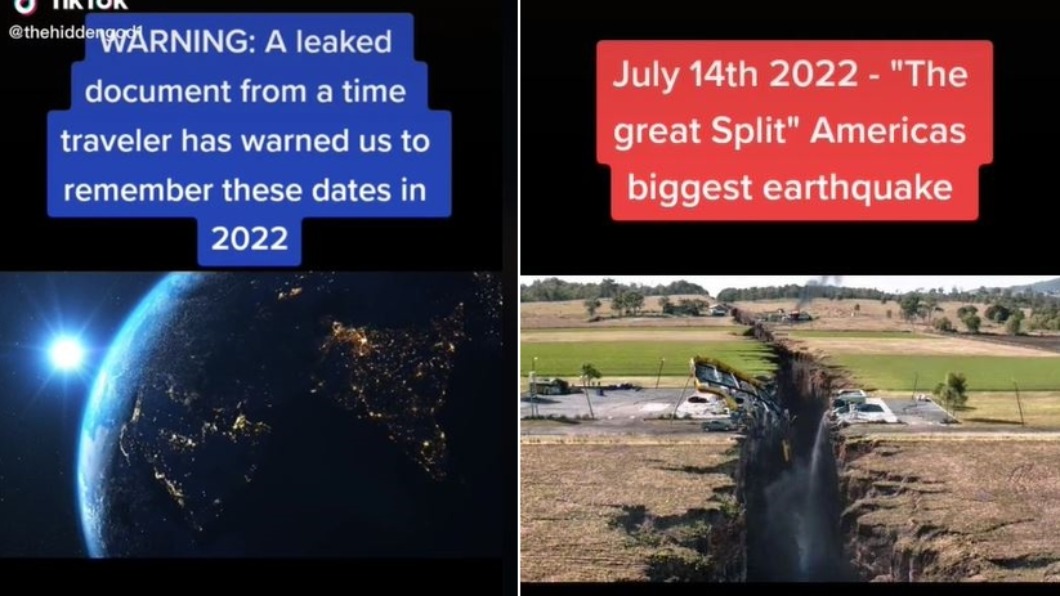 時空旅人大膽預言今年美國將會爆發地震,而且會土地分裂。(圖/翻攝自TikTok)