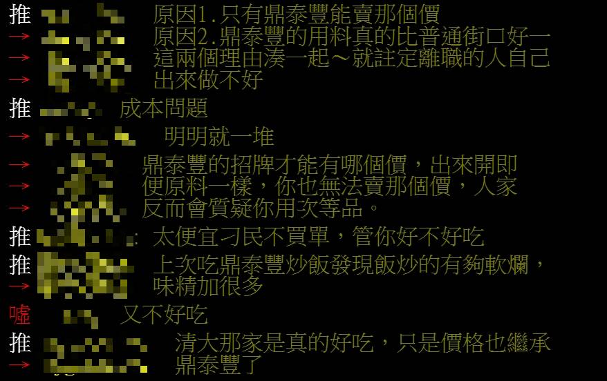 網友回應原PO對於鼎泰豐炒飯的問題。(圖/翻攝自PTT)