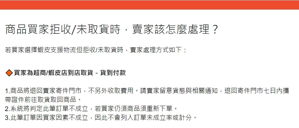 蝦皮官網公布買家未取貨的處理流程。(圖/翻攝自蝦皮購物官網)