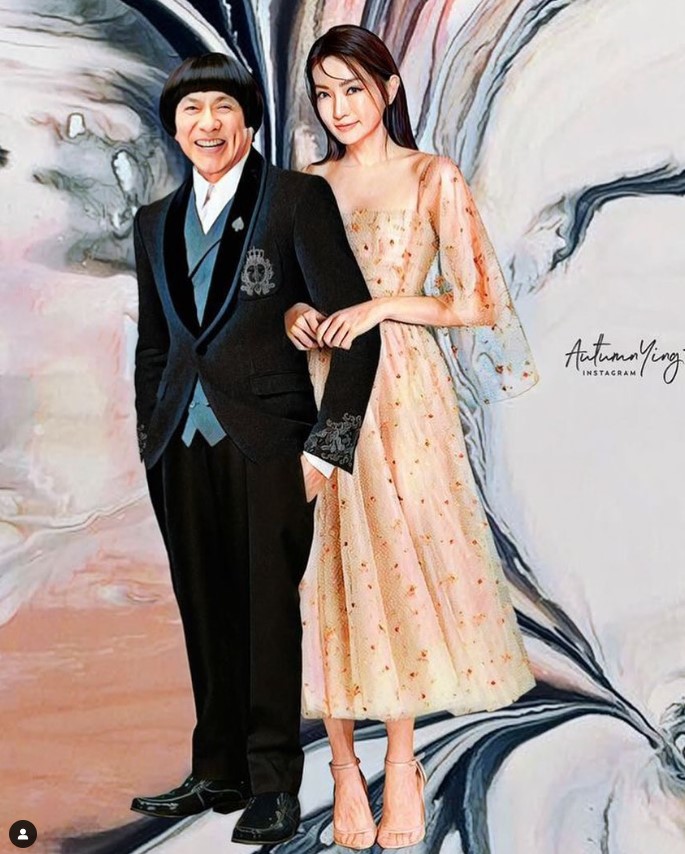 馬來西亞畫家為豬哥亮父女作畫。(圖/翻攝自謝金燕IG)