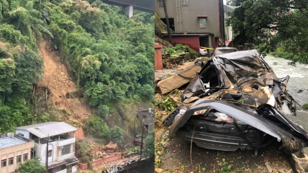石碇老街旁土石流!從6樓高邊坡滑落 宮廟毀、車壓扁