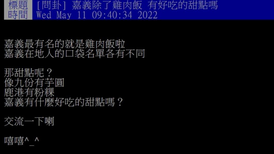 原PO詢問嘉義有什麼推薦的甜點。(圖/翻攝自PTT)