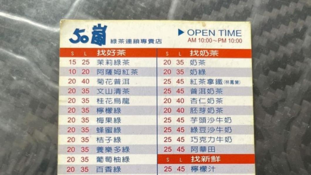 50嵐「古早價目表」曝光!眾人對比品項淚喊:回不去了