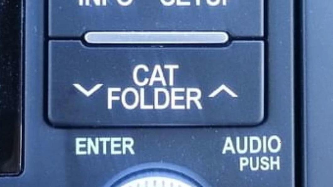 有網友分享車上的貓咪折疊器CAT FOLDER按鈕。（圖／翻攝自reddit）