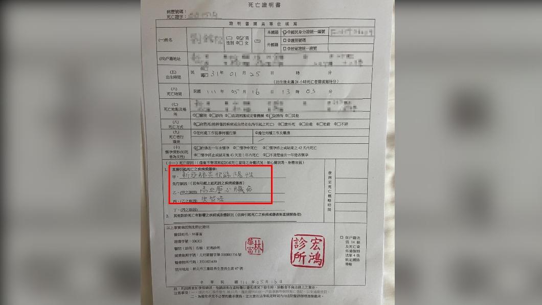 老翁患有高血壓、心臟病、失智症,死後驗出快篩陽性。(圖/家屬提供)