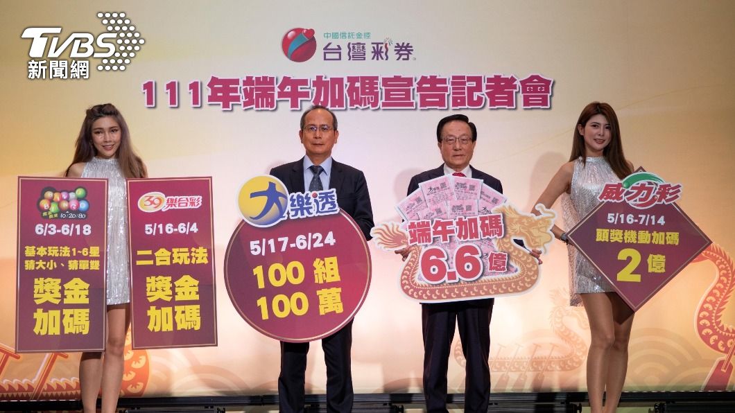 台彩今年端午4款熱門遊戲同慶加碼、總加碼獎金達6.6億元。(圖/台彩提供)