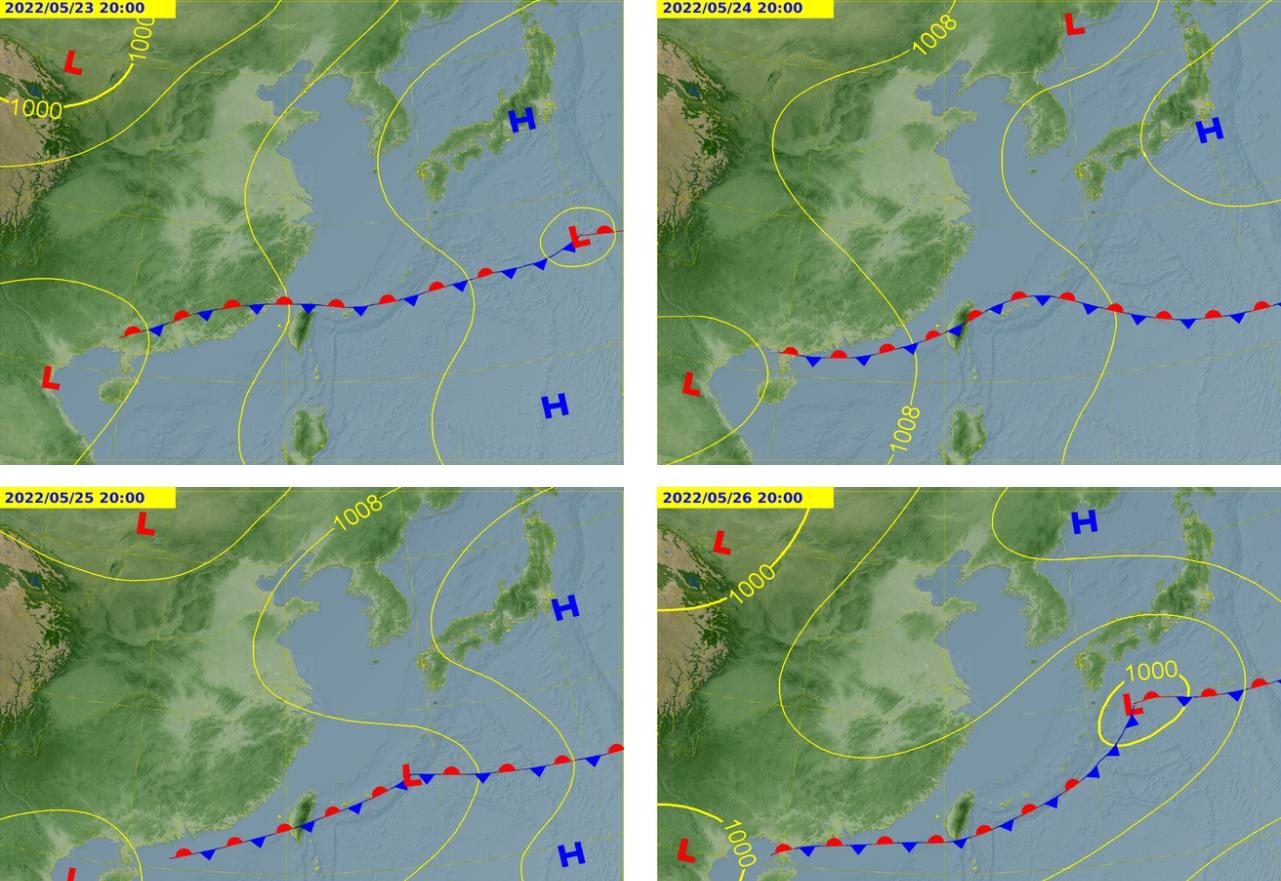 下週滯留鋒面影響全台防劇烈天氣。（圖／中央氣象局）