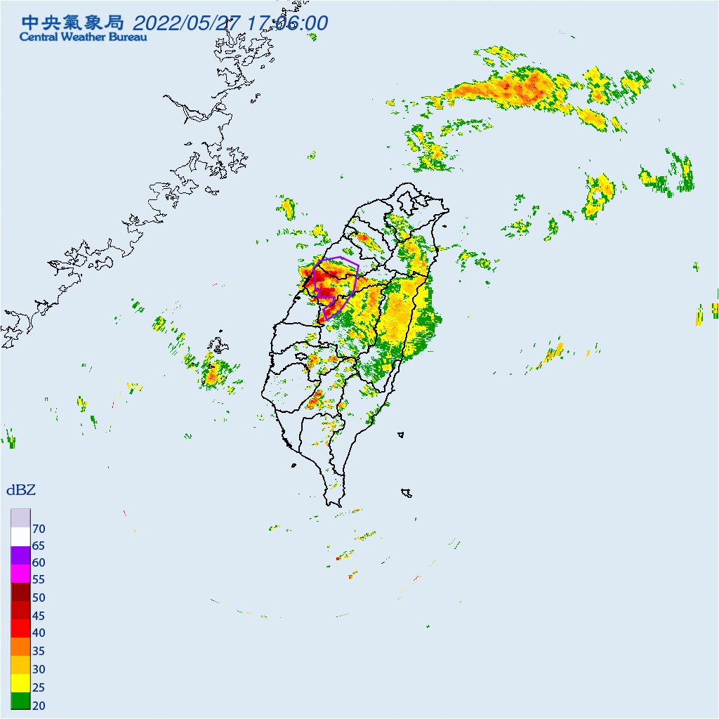 苗栗縣、臺中市、南投縣發布大雷雨即時訊息。(圖/氣象局)