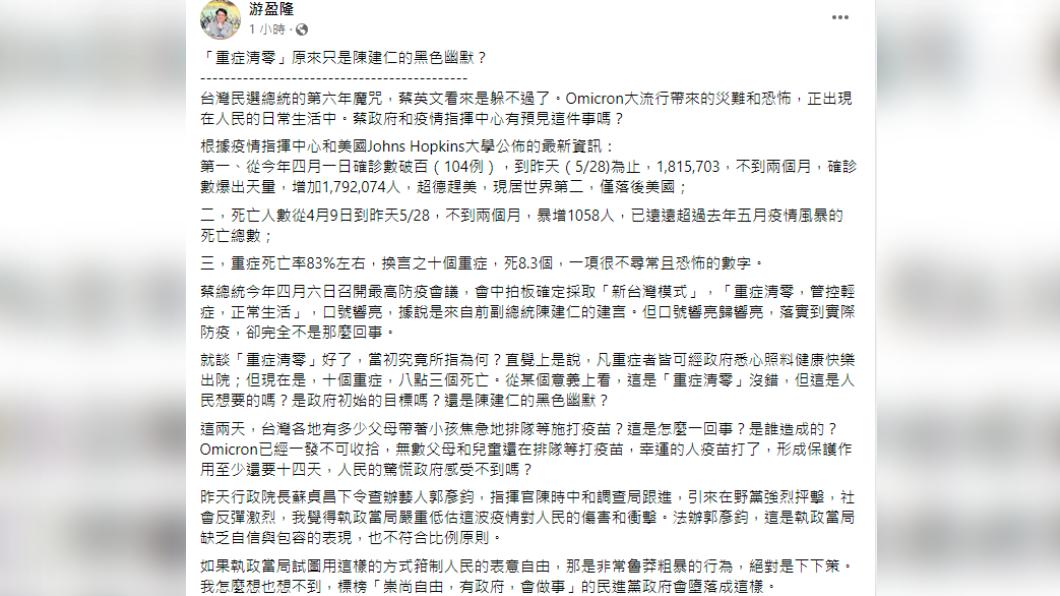 (圖/翻攝自游盈隆臉書)