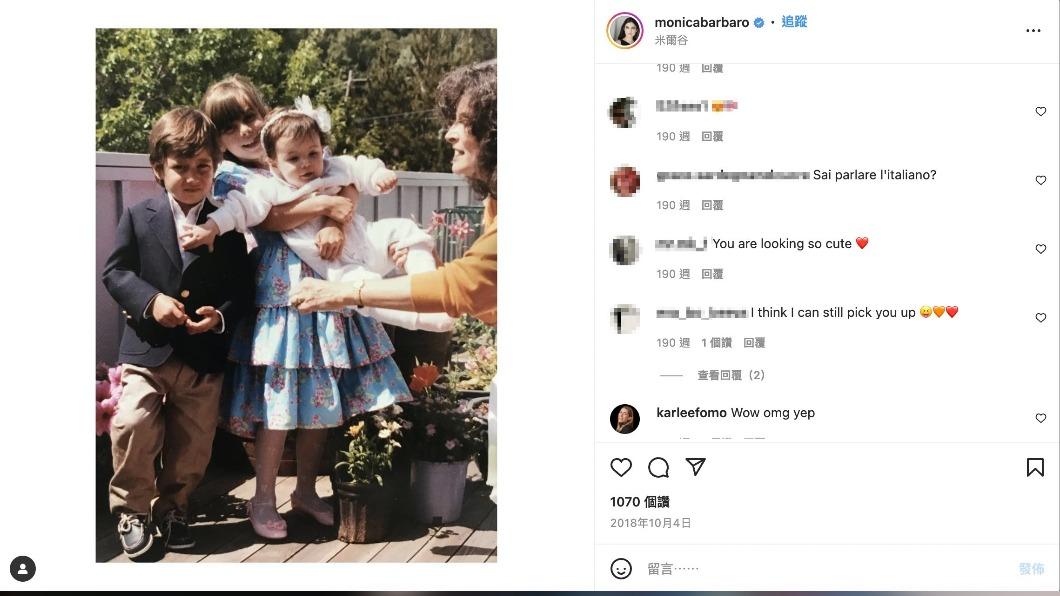 莫尼卡自幼爸媽就離異。(圖/翻攝自@monicabarbaro IG)