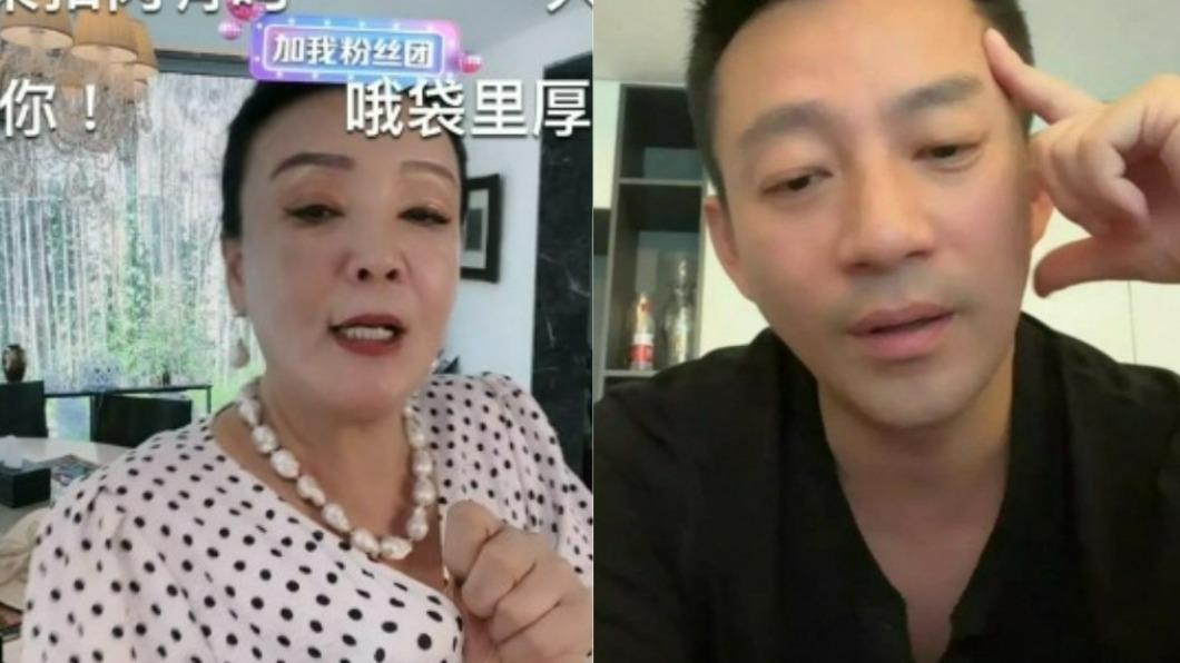 葛斯齊表示汪小菲(右)直指媽媽張蘭(左)在住院,但張蘭同時間依舊在抖音開直播。(圖/翻攝自張蘭抖音、汪小菲微博)