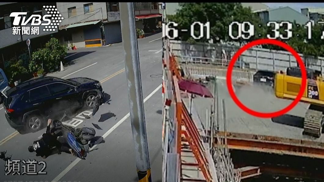 7旬翁駕車暴衝闖工地 一頭栽進6米深地基受困