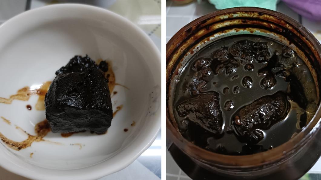 原PO貼出變黑色的豆腐乳照片。(圖/翻攝自廚藝公社臉書)