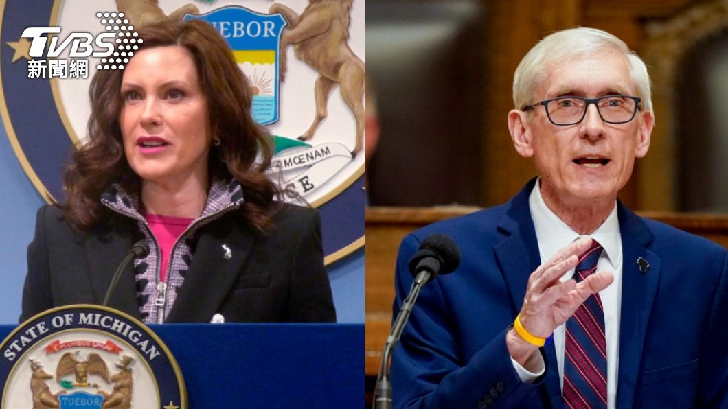 (左)密西根州州長惠特默(Gretchen Whitmer)、(右)威州州長艾佛斯(Tony Evers)也成為目標。(圖/達志影像美聯社)