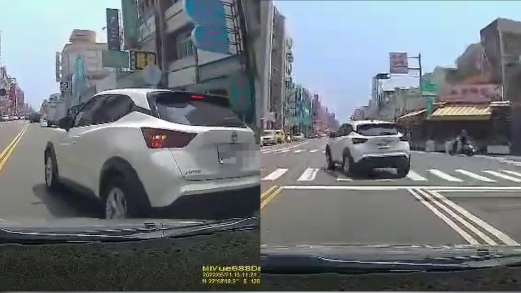 會不會開車?台南白休旅瘋狂煞停、亂切車道 危險影像曝