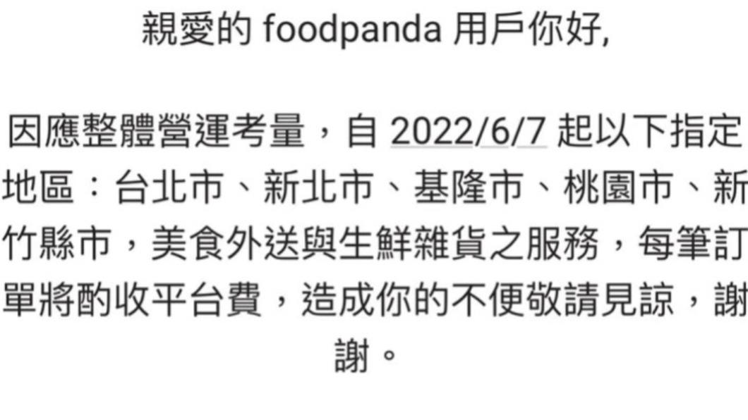 熊貓明起增收平台費,北北基每筆訂單5元,桃園、新竹縣市則是3元。(圖/業者提供)