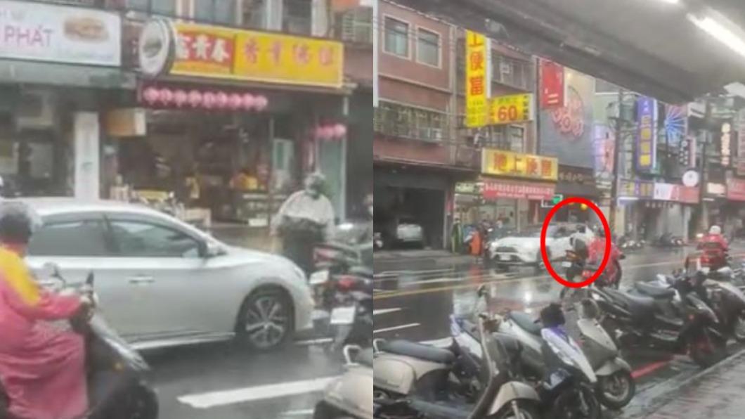 機車騎士亮出球棒。(圖/翻攝自我是樹林人 臉書)