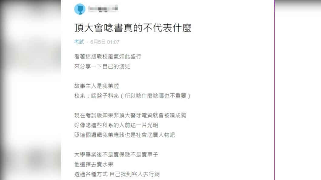 原PO發文引起議論。(圖/翻攝自Dcard)