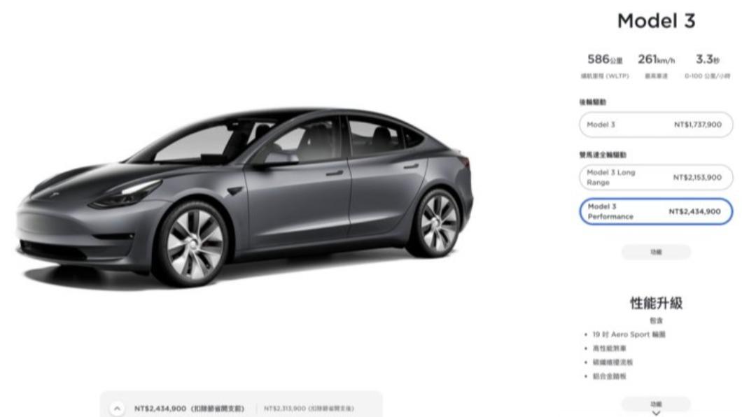 Model 3 在能源局測試結果顯示可輸出450匹馬力。(圖/特斯拉)