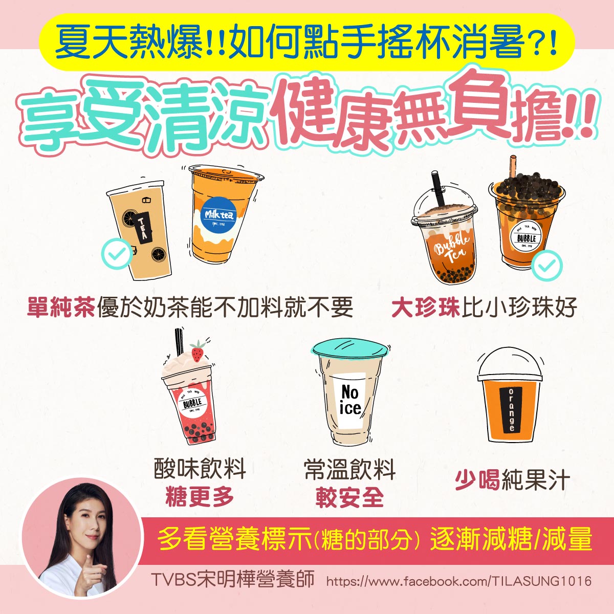 夏天熱爆,如何點手搖消暑。(圖/翻攝自宋明樺臉書)