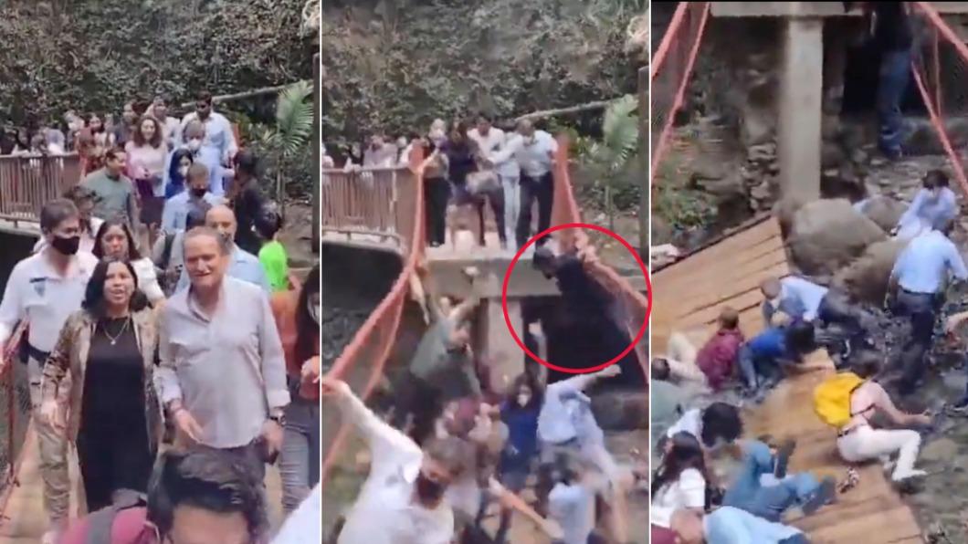 墨西哥男子在吊橋上狂跳 害25人直墜3公尺高空慘摔