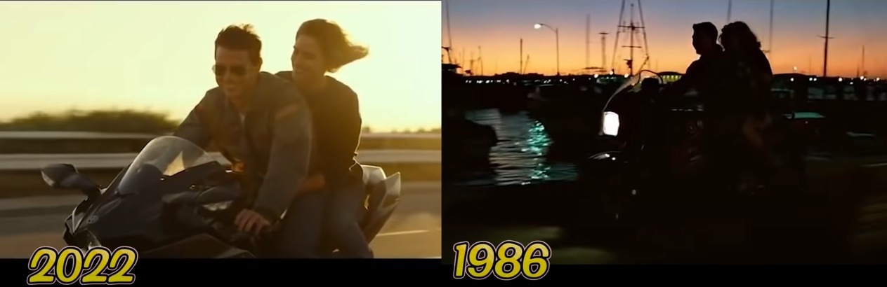 今昔都有湯姆克魯斯騎重機載美女的戲。(圖/翻攝自好選喆+ 電癮好選喆YouTube)
