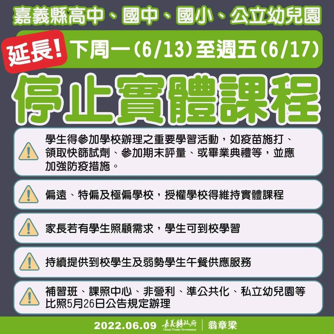 嘉義縣遠距授課延長。（圖／嘉義縣政府）