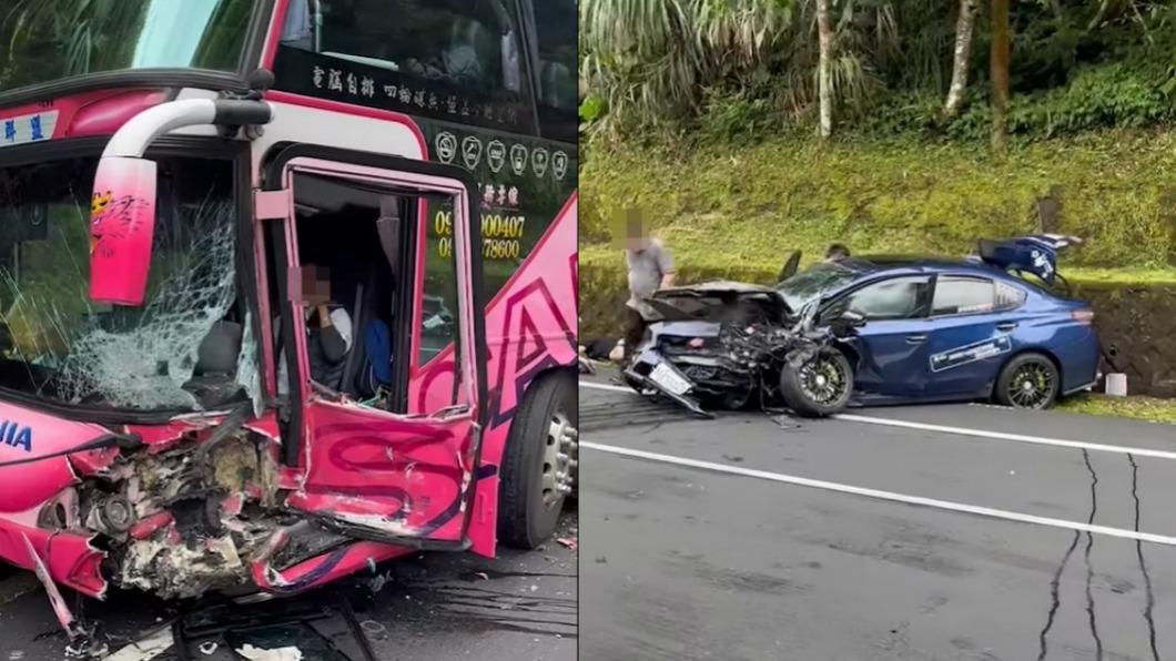 宜蘭轎車對撞遊覽車 2人一度受困救出